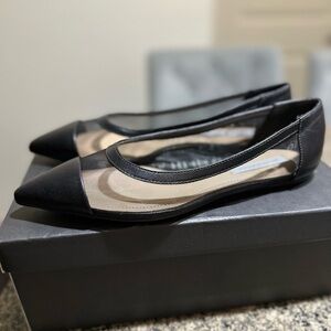 Saks Fifth Avenue Black and Cream Mesh Flats